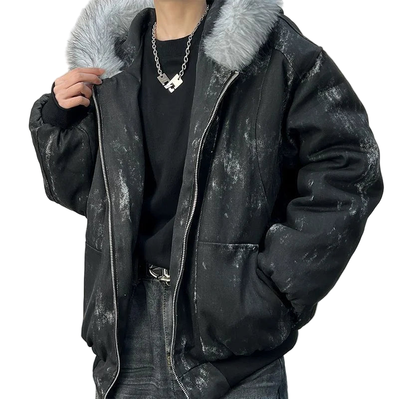 Y2K Fur Collar Hooded Padded Jacket