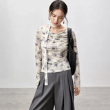 Elegant Swing Collar Long Sleeve T-shirt