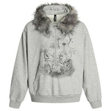 Men Fur Collar Oversized Hoodie
