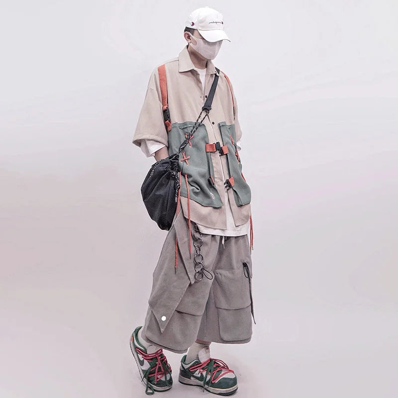 Men Patchwork Baggy Summer Casual Jorts