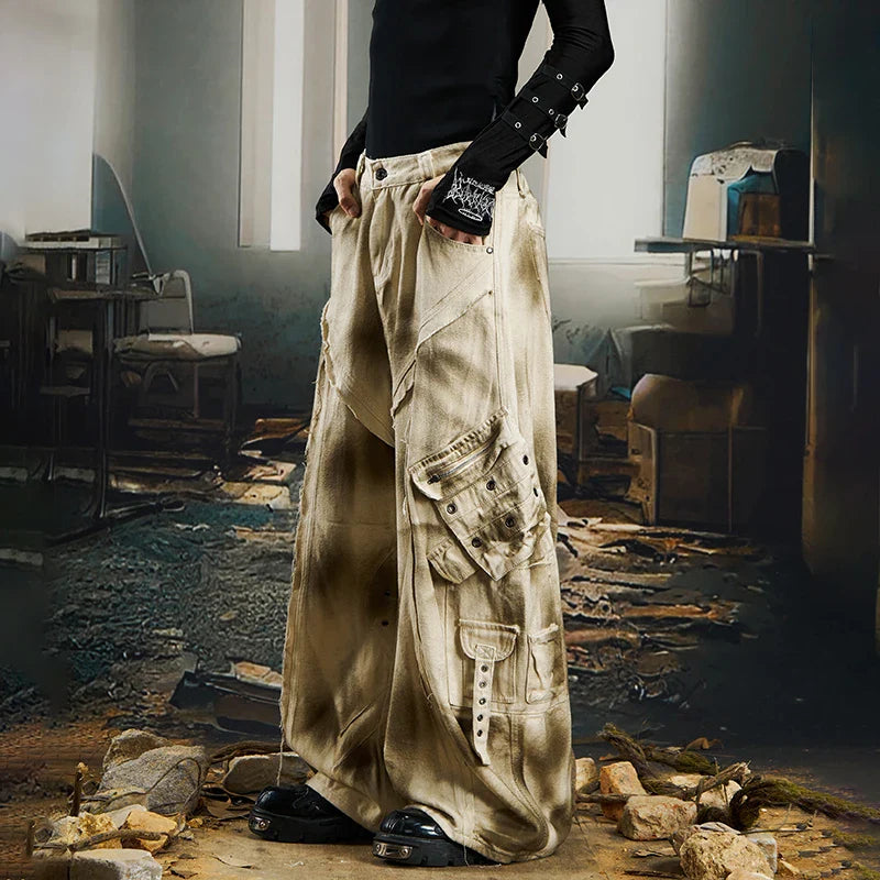 Original Burr Edge Tie-Dyed Cargo Jeans