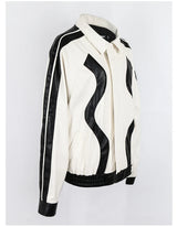 Veste en similicuir color block streetwear