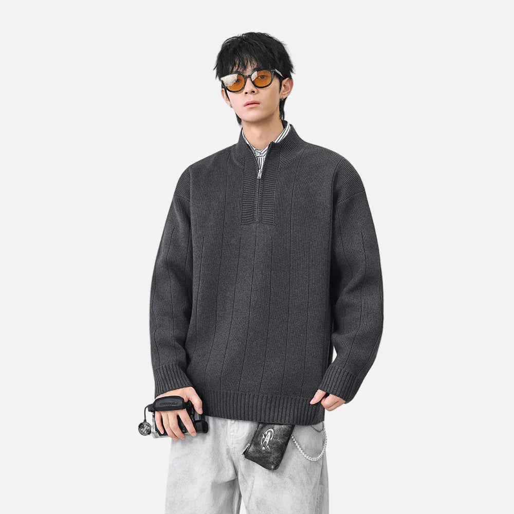 Essential Solid Color Mock Neck Jumper Sweater