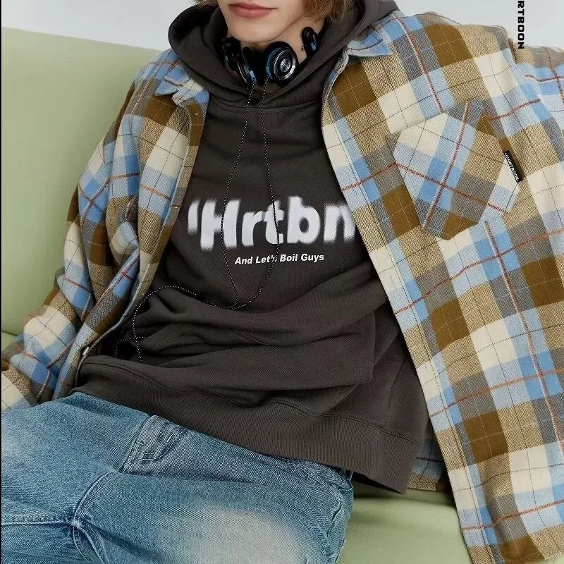 Chemise à carreaux streetwear homme automne manches longues
