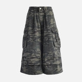 Breathable 90s Style Camouflage Cargo Denim Jorts