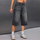 Vintage Washed Hip Hop Denim Short