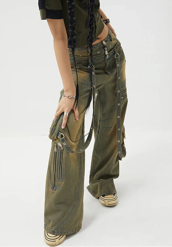 Streetwear Y2K Vintage High Waist Straight Jeans mit Gürtel