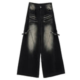 Vintage Washed Straight Leg Black Jeans