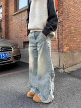Streetwear High Waist Wide Leg Blue Jeans