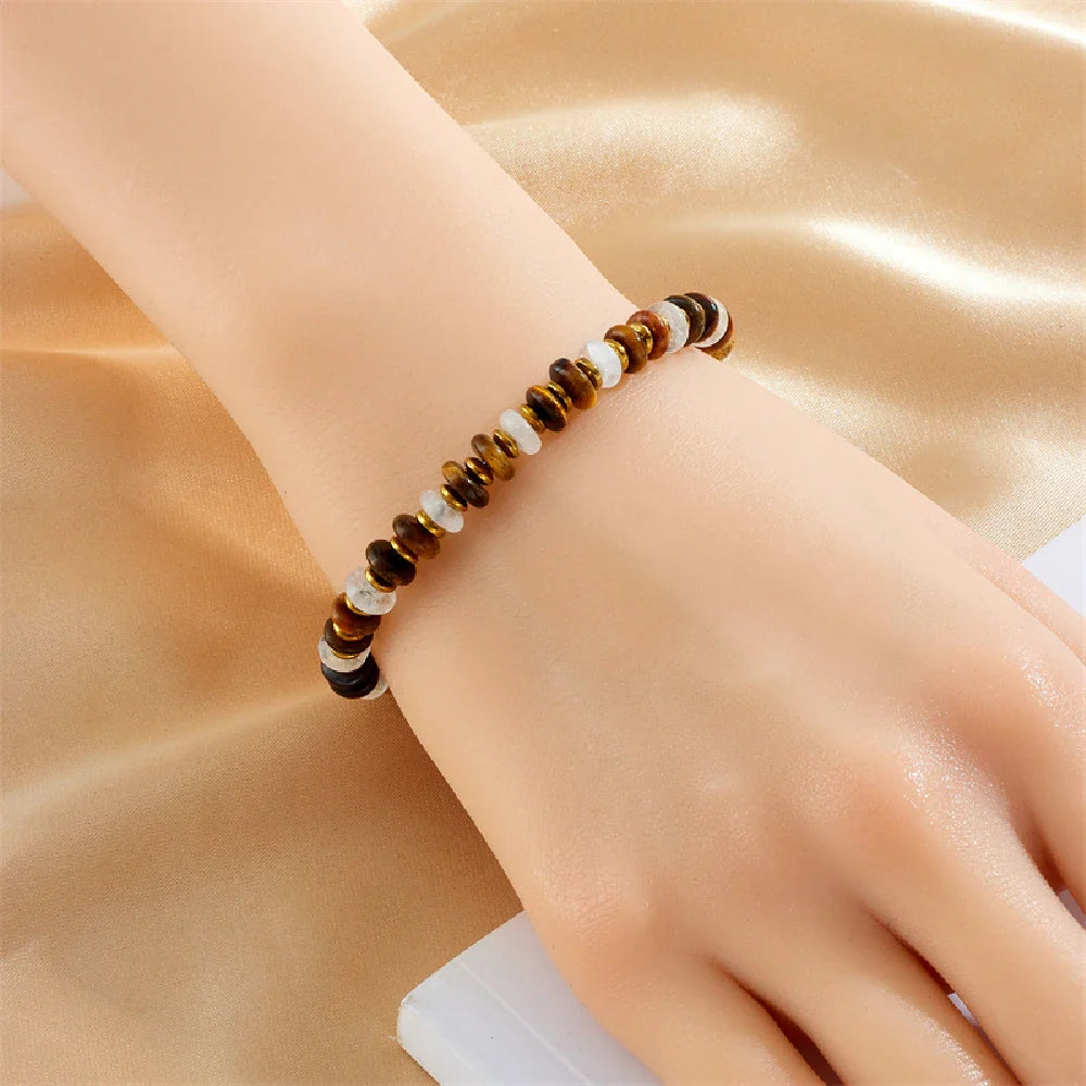 White Jade Tiger Eye Stone Bracelet