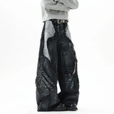 Streetwear Raw Edge Dirty Dying Denim Jeans