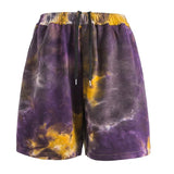 Lila-goldene Batik-Hip-Hop-Shorts, locker geschnitten