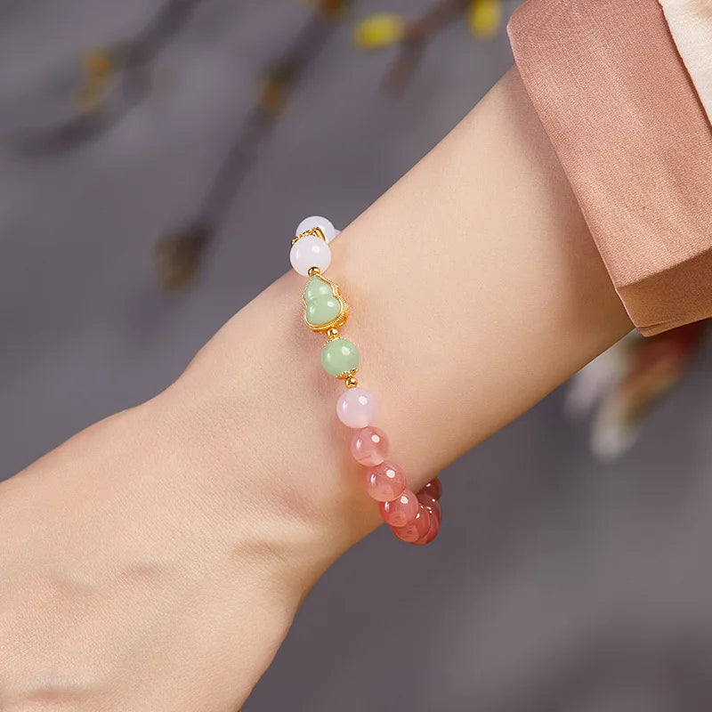 Lucky Cinnabar Red Jade Beaded Bracelet