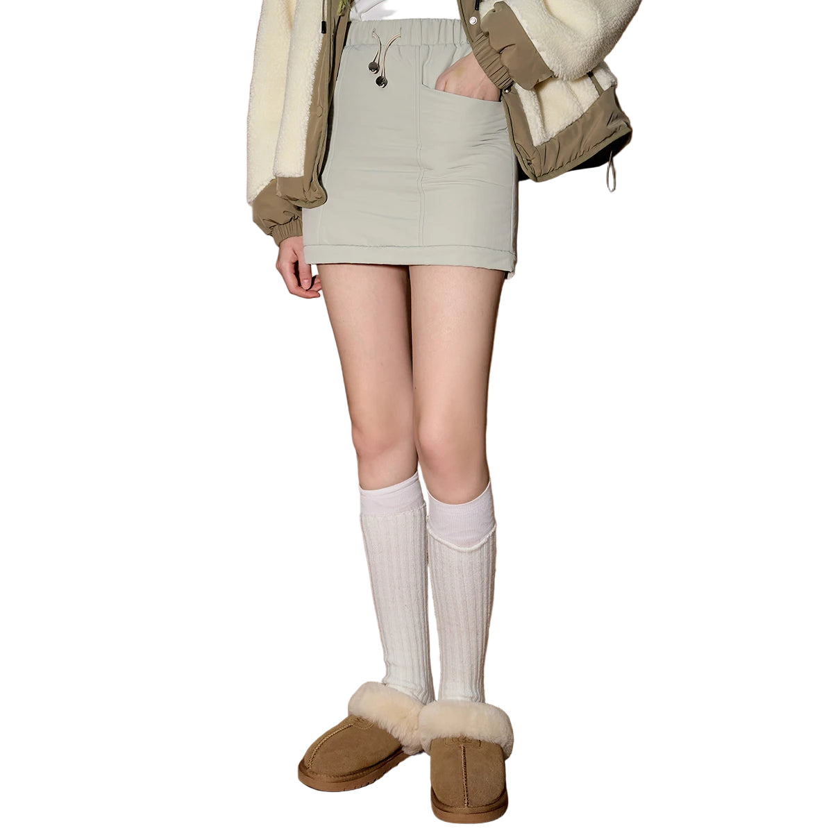 American Workwear High-Waist Slit Midi Skirt