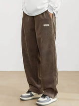 Pantalon droit en velours côtelé ample