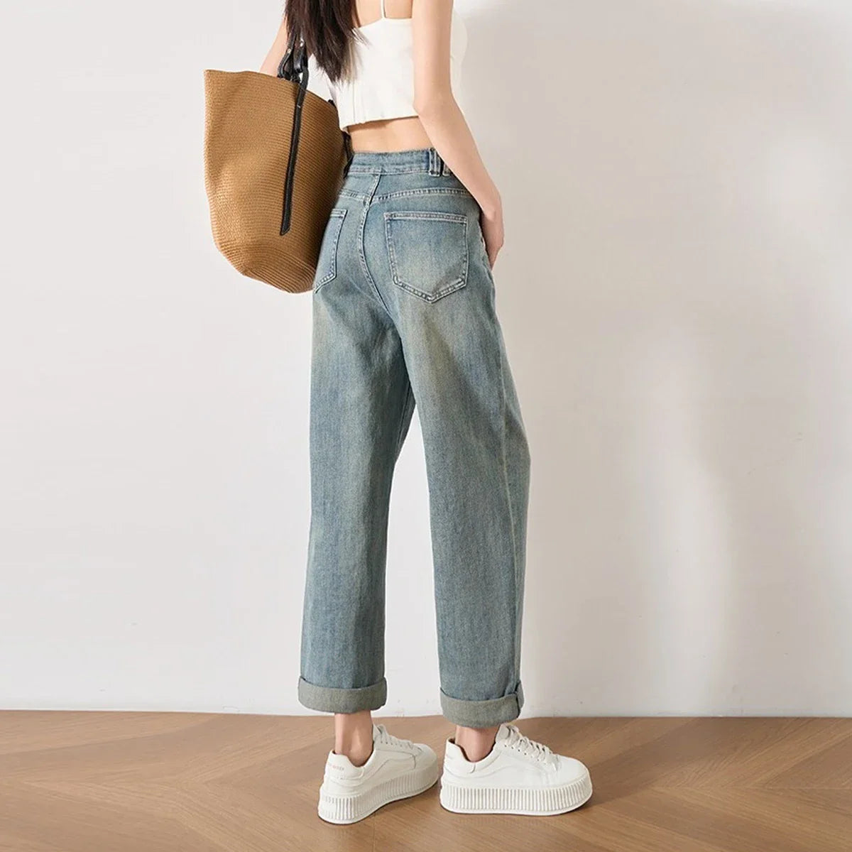 Trendy Loose Fit Denim Straight Leg Jeans