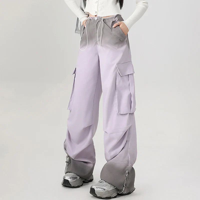 Cozy 90s Style Aesthetic Gradient Sports Cargo Pants