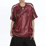 American Summer Short-Sleeved Leather T-Shirt