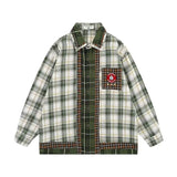 Chemise à manches longues patchwork à carreaux