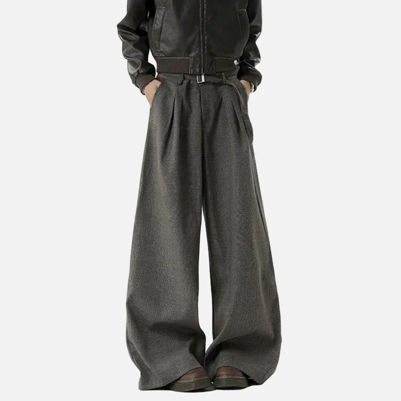 Korean Pleated Patchwork Wide Leg Suit Pants