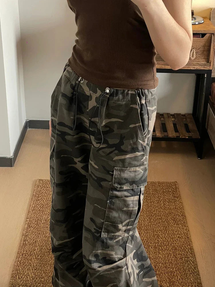 Women Vintage Loose Camouflage Cargo Pants