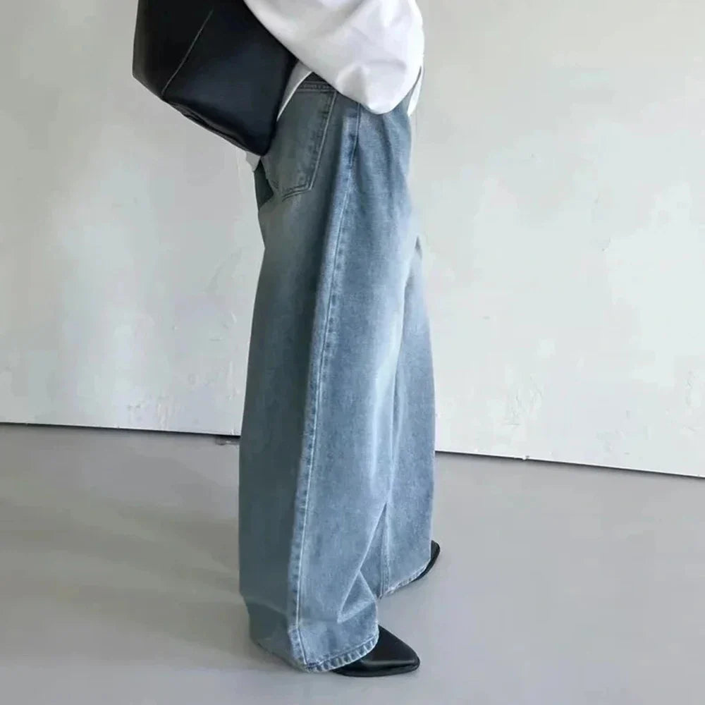 Langlebige Patchwork-Jeans mit Knopfleiste und lockerem Sitz