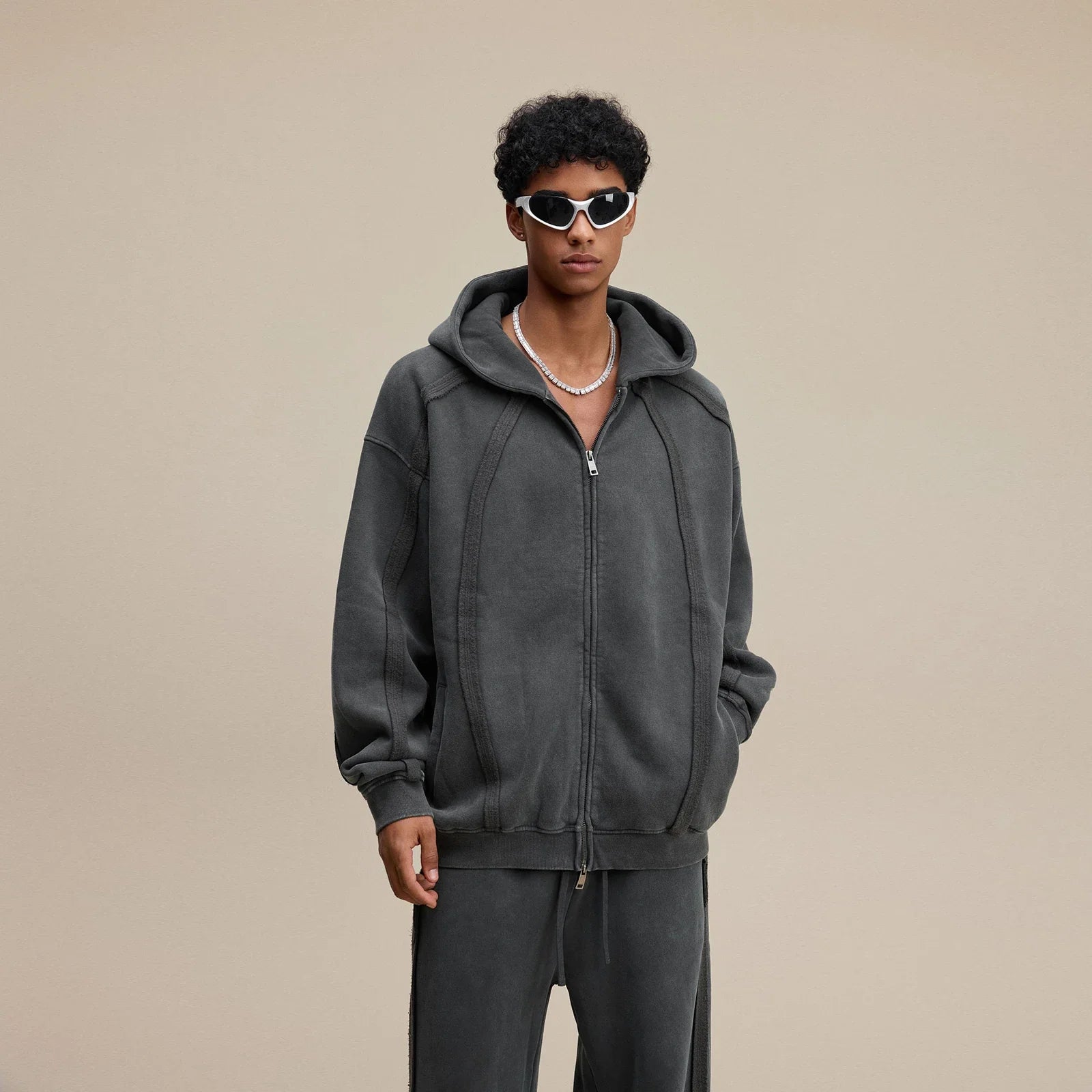 Vintage Retro Fleece Zip-Up Sweatshirt