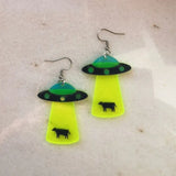 Extraterrestrial Space Acrylic Embossed UFO Earring