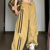 High Waist Yellow Vintage Cargo Pants