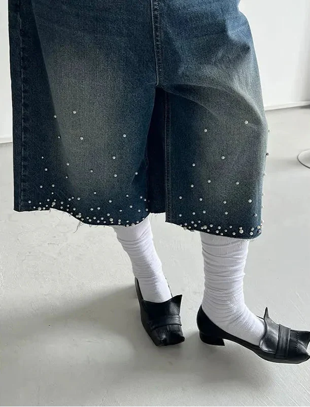 Women Flaffy Streetwear Calf Length Jorts