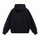 Frayed Woolen Zip-Up Hoodie Sweatshirt