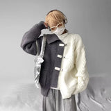 Personality Soft Knit Button Splicing Cardigan