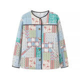 Damen Vintage-Jacke mit Blumenmuster, wattiert