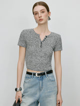 Damen Casual Retro Sommer Slim Fit T-Shirt