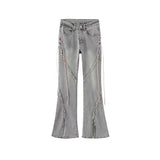 Damen Retro-Jeans aus Denim mit Schnürung, hohem Bund und geradem Bein