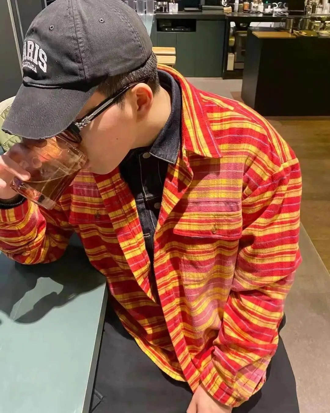 Retro-Flanellhemd im koreanischen Patchwork-Stil