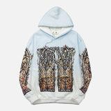 Y2K Blue Gradient Vintage Distressed Hoodie