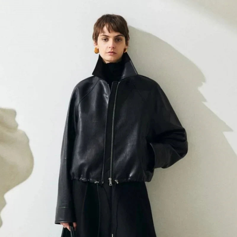 Luxuriöse Damen-PU-Lederjacke