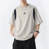 Breathable Contrast Embroidery Short Sleeve T-Shirt