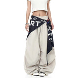 Coole Patchwork-Hose mit hohem Bund und weitem Bein