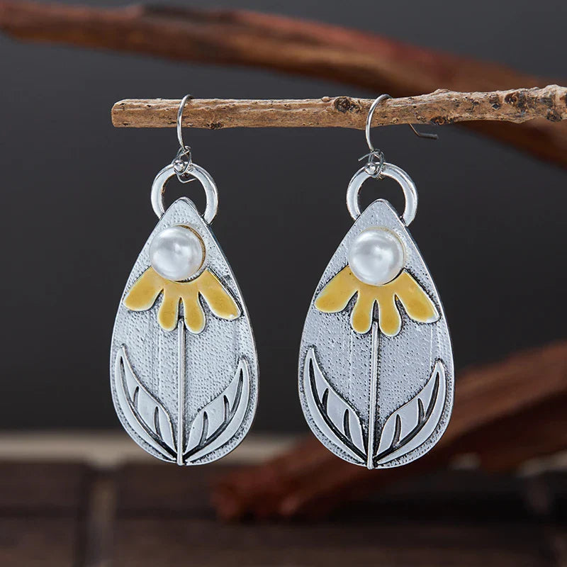 Vintage Boho Pearl Teardrop Earrings