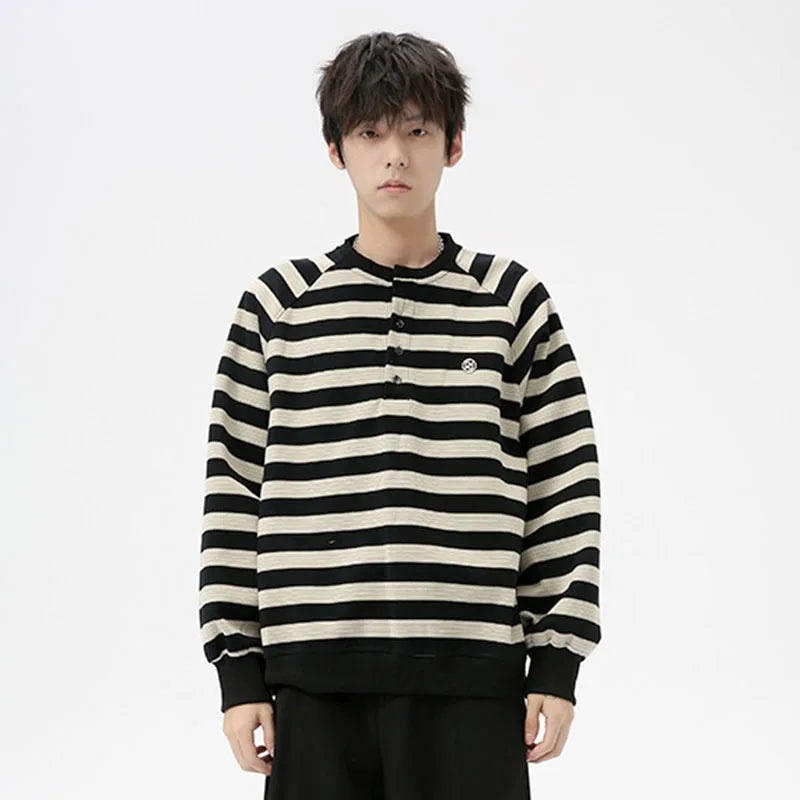 ストライプ長袖スウェットシャツ