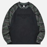 Vintage Camouflage Sleeve Loose Fit Sweatshirt