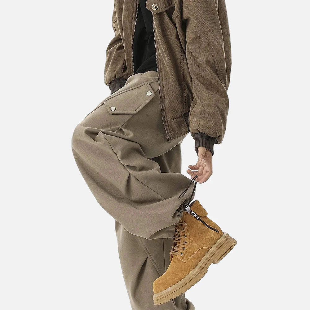 Fashionable Plain Genderless Cargo Pants