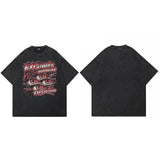 Y2K Streetwear Washed Black Graphic Eyes T-Shirt