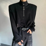 Versatile Half-Zip Shoulder Pad Sweatshirt
