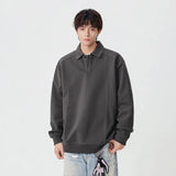 Classic Loose Fit Long Sleeve Polo Sweatshirt