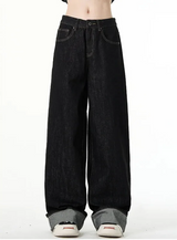 Vintage Black Gothic Oversize Hip Hop High Jeans