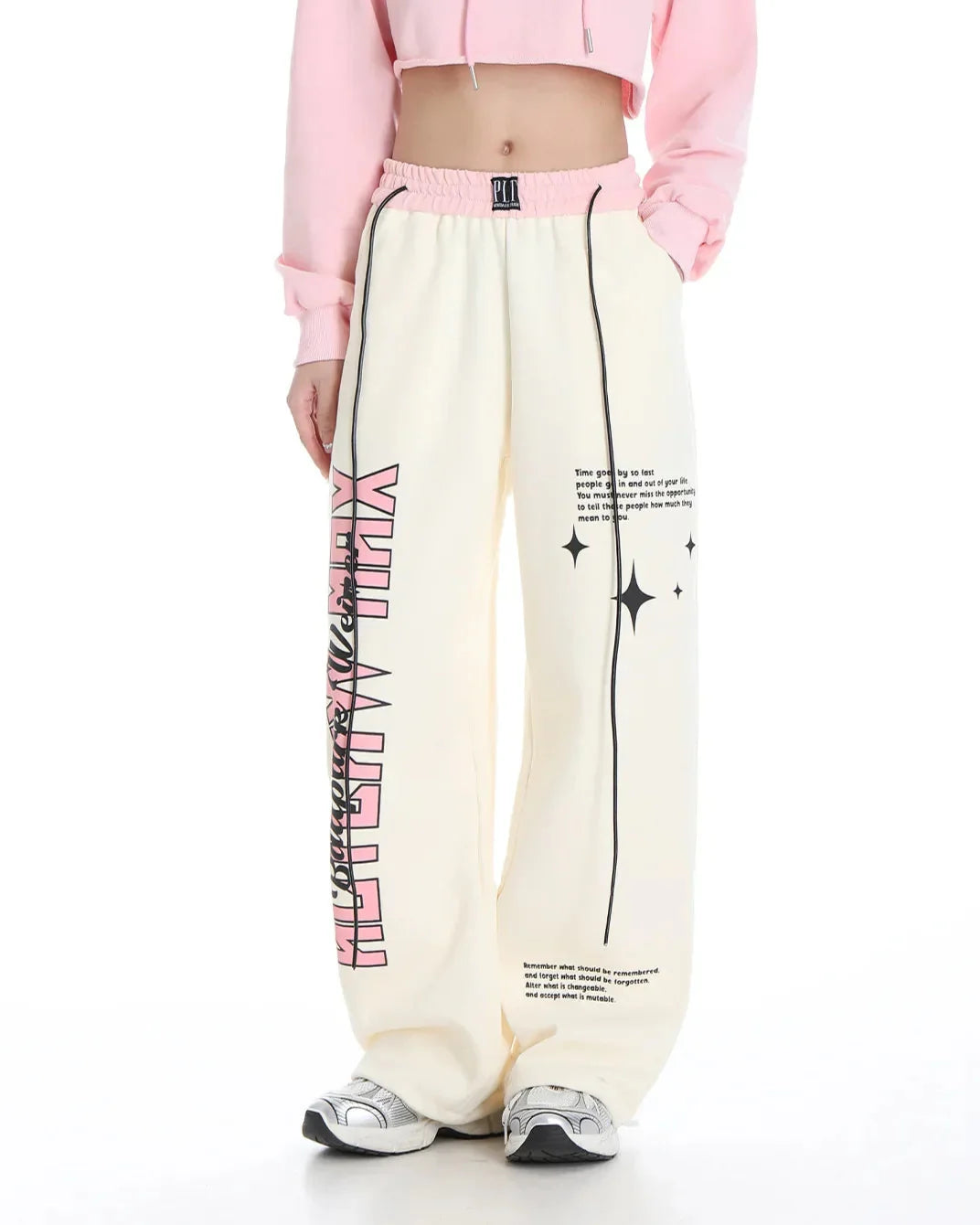Retro Korean Style Print Baggy Sweatpants
