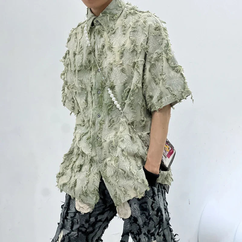 Chemise d'été patchwork à franges à manches courtes